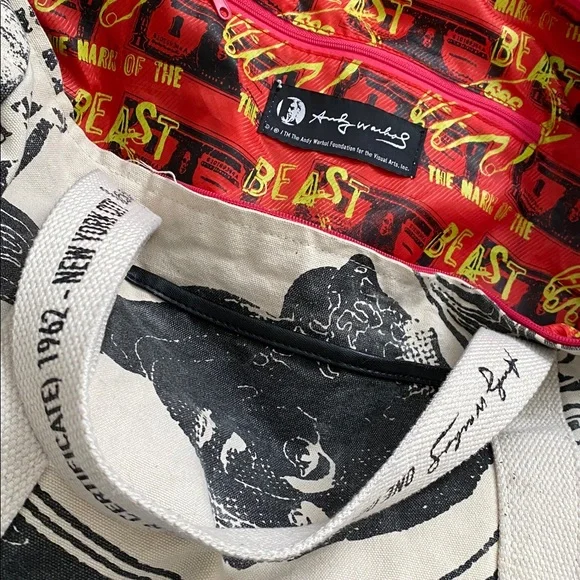 Andy Warhol Dollar Bill Duffel. White straps. - Picture 8 of 15